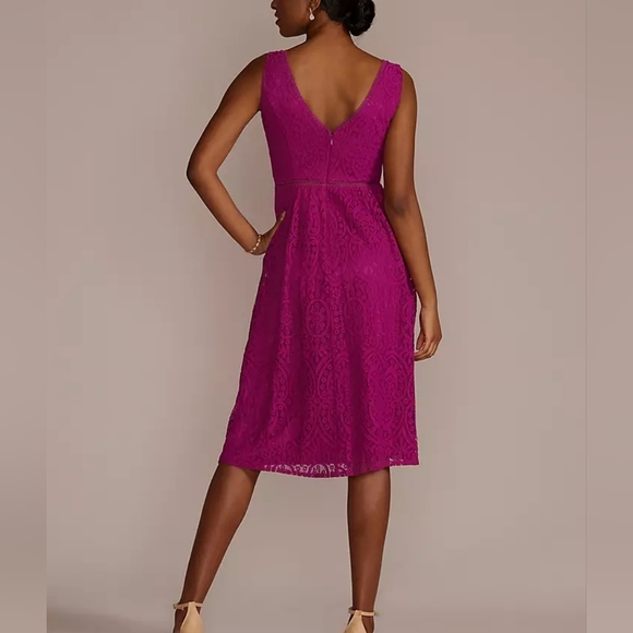 David Bridal DB StudioV-Neck Lace Sleeveless Dress - Picture 2 of 6